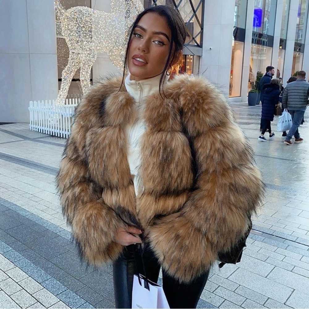 Brown Teddy Jacket with Plush Fur Trim